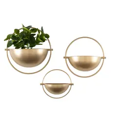 GENERICO - Maceta de Pared Dorado Metal Set por 3