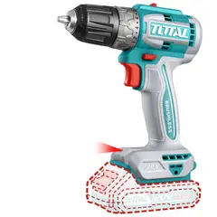 TOTAL - Taladro atornillador TDLI20453 20V, 52Nm, 2 baterías y accesorios para trabajo profesional