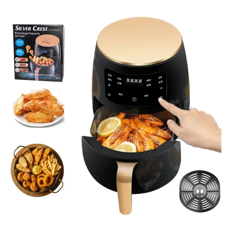 Freidora de Aire 6 Litros 2400W Digital Pantalla Táctil Sin Aceite
