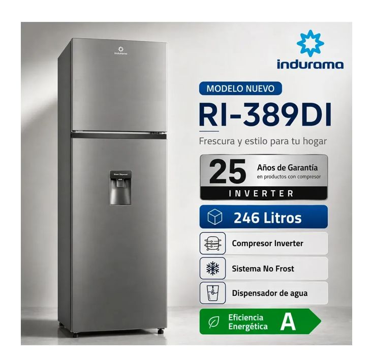 Refrigeradora RI-389DI 246L No Frost con Dispensador de Agua – Plateado