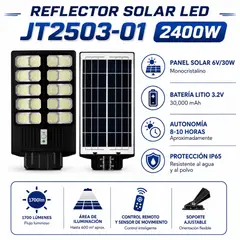 OEM - Reflector Solar LED Jortan JT2503-01 2400W IP65 1700lm con Panel Solar y Batería 30000mAh