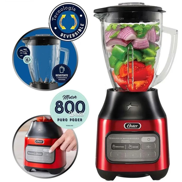 Licuadora BLSTPEG-CRT 1.5L 600W Motor Reversible 3 Velocidades - Rojo