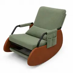 GENERICO - Silla Mecedora Reclinable con Reposapiés Retráctil y Bolsillo Lateral