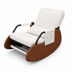GENERICO - Silla Mecedora Reclinable con Reposapiés Retráctil y Bolsillo Lateral