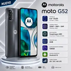 MOTOROLA - Celular Moto G52 6GB RAM 128GB NEGRO / NEGRO / NEGRO