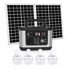 TOMATE - Power Station Portátil 500W LiFePO4 con Panel Solar 60W, Salida 220V y Luz LED 15W
