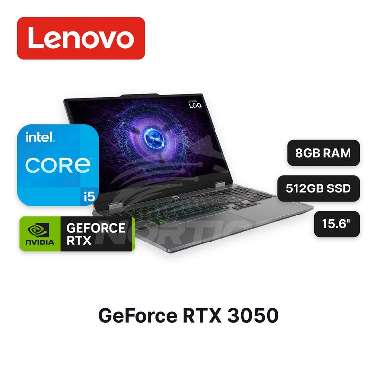 Laptop LOQ 15IAX9 CoreI5-12450HX 8GB 512GB SSD RTX 3050 15.6" (83GS000BLM)