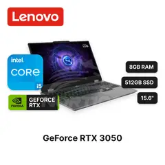 LENOVO - Laptop LOQ 15IAX9 CoreI5-12450HX 8GB 512GB SSD RTX 3050 15.6" (83GS000BLM)