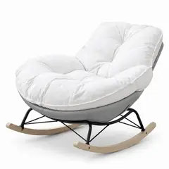 GENERICO - Sillón Mecedor Acolchado con Asiento Envolvente y Estructura Metálica