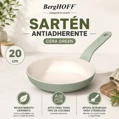 Berghoff - Sartén Antiadherente LEO Balance 20 cm Sage – Práctica y Fácil de Limpiar