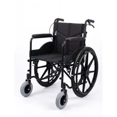 OEM - Silla de Ruedas Standard NEGRO MATE con Posapies desmontables y Frenos abatibles
