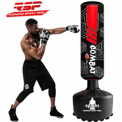 GENERICO - Saco Boxeo Piso con Base de Pedestal Importado Negro/Rojo