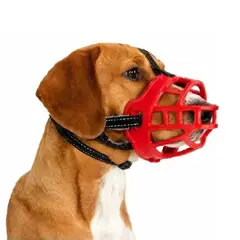 GENERICO - Bozal Rojo Flexible de Silicona para Perros Talla 2