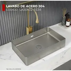 XM - LAVABO RECTANGULAR DE ACERO CON DESAGÜE SATINADO LA30402-5538