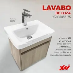 XM - LAVATORIO DE LOZA CON CAJON MADERA CON BLANCO YTAC5036-74