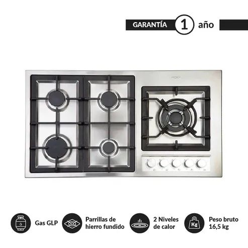 Encimera a Gas 5 Quemadores 90cm Deluxe Elite
