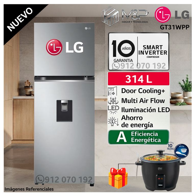 Refrigeradora 314L Door Cooling Top Mount Plateada GT31WPP + Olla