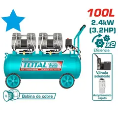 Total Tools - COMPRESOR DE AIRE SILENCIOSO Y LIBRES DE ACEITE 100L 3HP TOTAL-TCS2241008-5