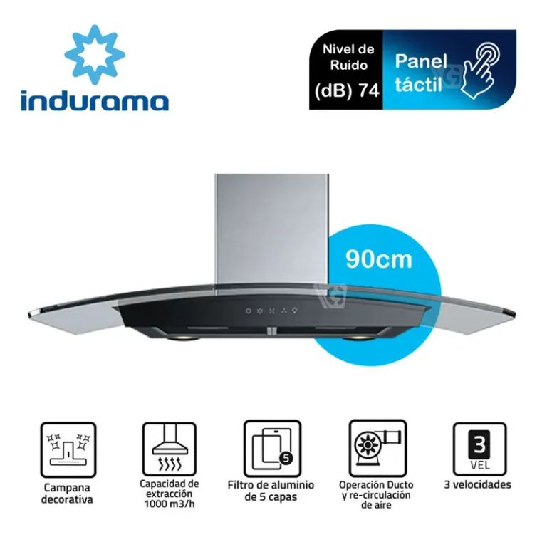 Campana Extractora Tipo Chimenea CEI-90NEVC Inox -