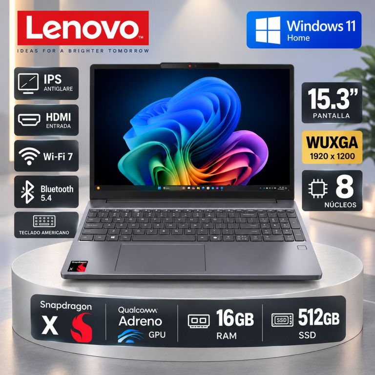 IDEAPAD SLIM 3 15Q8X10 SNAPDRAGON X 512GB SSD 16GB DDR5 15.3 WUXGA WIN 11 83N3006BUS
