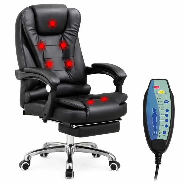 Silla Gerencial Ergonómica con 7 Vibromasajes Premium Reclinable y Ajustable en color Negro