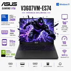 ASUS - Laptop Gamer V16 V3607VM-ES74 Intel® Core™ 7 240H RTX™ 5060 16GB RAM 512GB SSD 16" WUXGA IPS