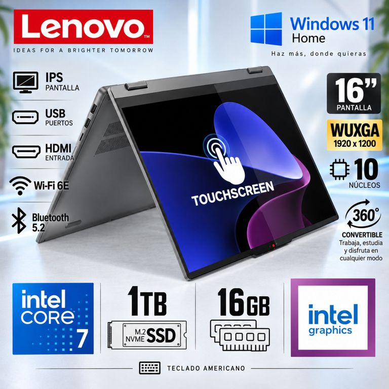 IDEAPAD 5 2-IN-1 16IRU9 INTEL CORE 7 150U, 1TB SSD 16GB RAM 16 WUXGA TOUCHSCREEN 83DU000CUS