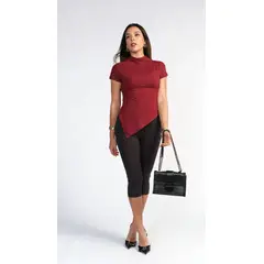 MISS LADY - Top Asimétrico Luxe Vino
