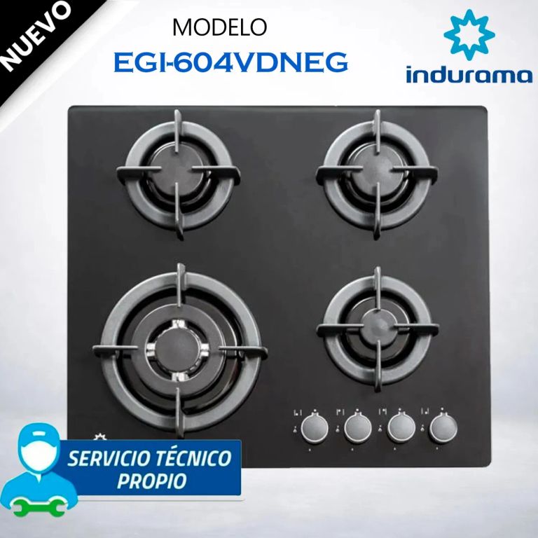 Encimera Multigas EGI-604VDNEG 4 Quemadores, Diseño Moderno y Eficiente