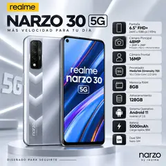 REALME - Celular Narzo 30 5G 7GB RAM 128GB  PLATA / PLATA / PLATA