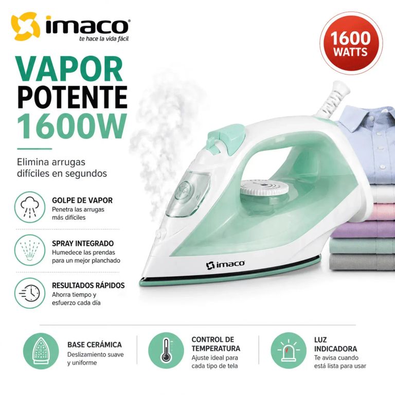 ETA1615V plancha a vapor 1600W cerámica verde con vaporización y golpe de vapor
