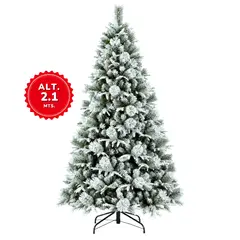 INSPIRA MARKET - Árbol de Navidad Nevado 210 cm 3 cuerpos con 700 Ramas Frondosas para Decoración Interior