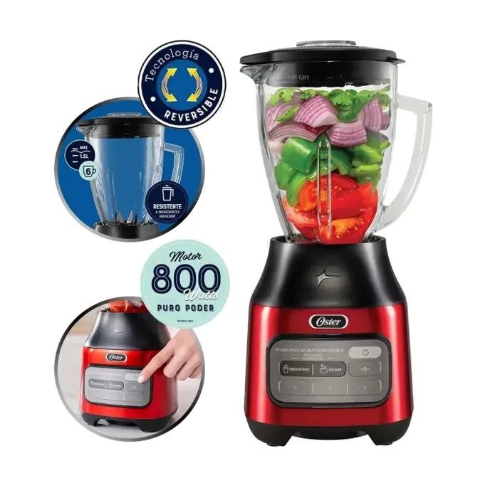 Licuadora BLSTPEG-CRT 1.5L 600W Motor Reversible 3 Velocidades - Rojo