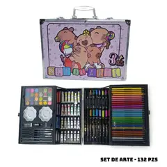 GENERICO - Maletín Mega Set de Arte 132 Piezas Capibaras Bebés para Niños(as)
