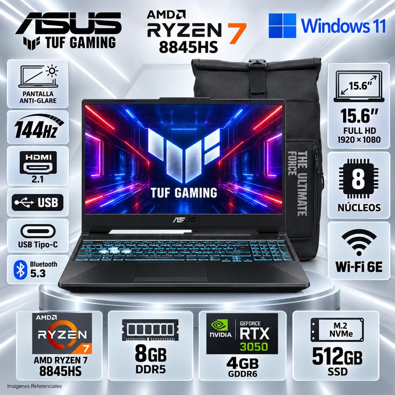 Laptop TUFGaming A15 FA506NCG-HN360W Ryzen 7-8845HS 8GB 512GB SSD RTX 3050