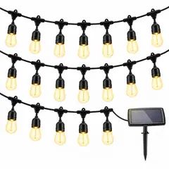 GENERICO - Guirnalda Solar Vintage 10 Metros 20 Focos Luz Cálida 8 Modos Recargable Solar