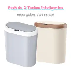 OEM - Pack de 02 Basurero Inteligente Con Sensor Abre Y Cierra Automático 13L OVALADO