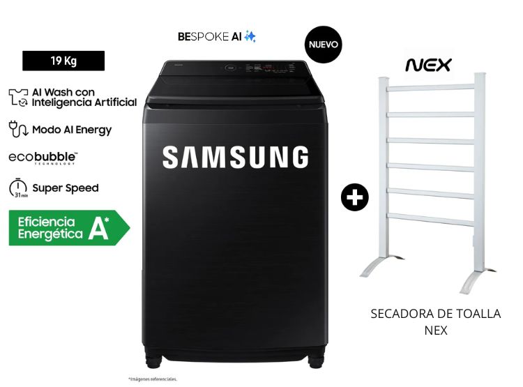 Lavadora 19KG con IA WA80F19S8BPE + Secadora de Toalla