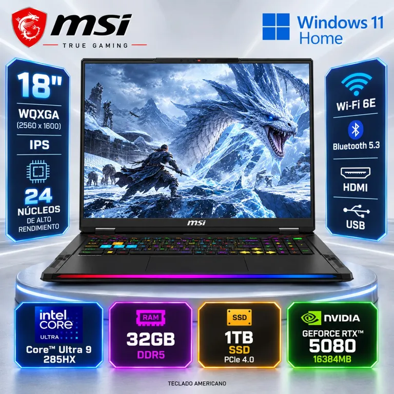 LAPTOP RAIDER 18 HX AI A2XWIG-420 GAMING Core Ultra 9 285HX 1TB 32GB 18" RTX 5080
