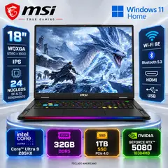 Msi - LAPTOP RAIDER 18 HX AI A2XWIG-420 GAMING Core Ultra 9 285HX 1TB 32GB 18" RTX 5080