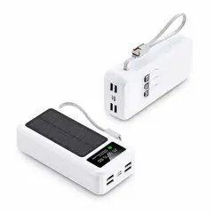 GENERICO - Power Bank Demgel Blanco 45 000 mAh DE2303 PD 25W 4 Cables Integrados, Carga Rápida, Luz Led