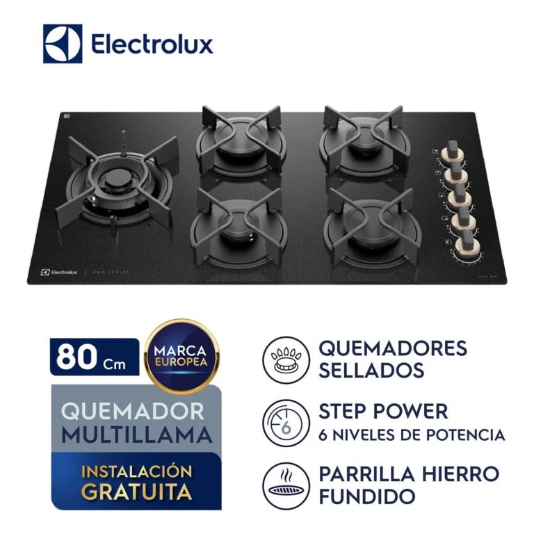 Cocina empotrable a gas 5 hornillas KE5PS 80 cm