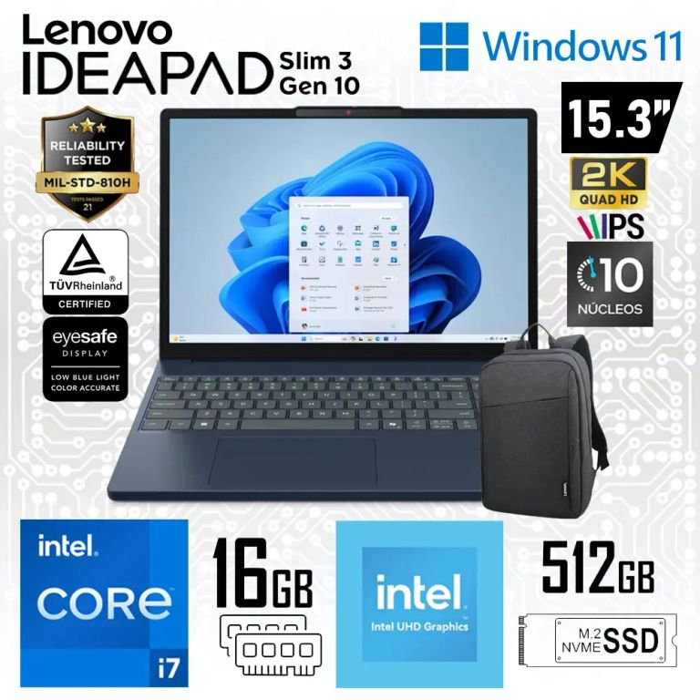 Laptop IdeaPad Slim 3 15IRH10 Intel Core i7-13620H 16GB DDR5 512GB SSD 15.3" WUXGA 83K101FFLM