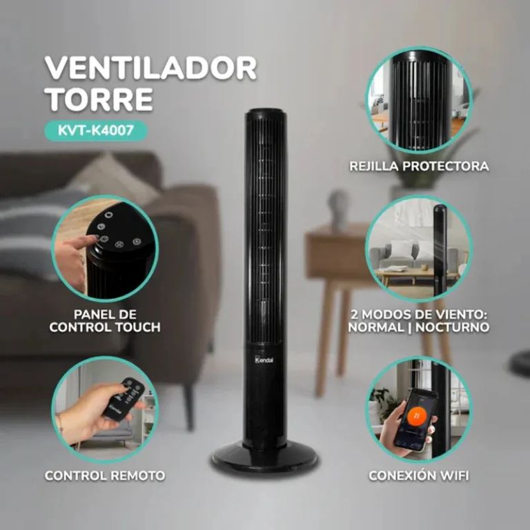 Kvt-k4007 Ventilador Torre Potente con Conexión Wifi y Control Remoto