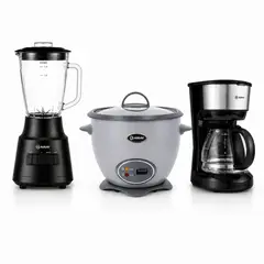 MIRAY - Combo Olla Arrocera Gris 1.5L + Licuadora 1.5L 600W + Cafetera 6 Tazas