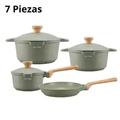 RECORD - Juego de Ollas de Aluminio con Cerámica Latte Crema 7 Piezas