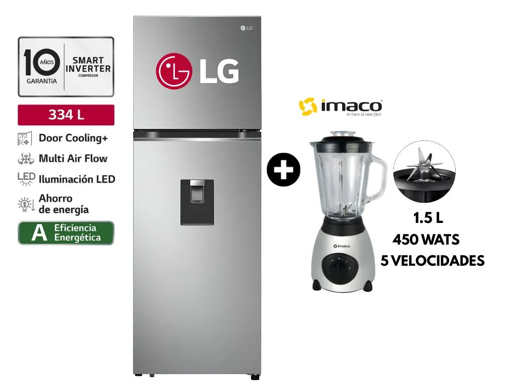 REFRIGERADORA TOP FREEZER NO FROST GT33WPP 334 L DOOR COOLING PLATEADA