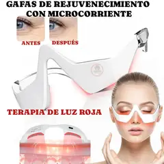 OEM - Gafas de Terapia con LUZ ROJA Reduce OJERAS y ARRUGAS Masajeador Microcorriente RECARGABLE BLANCO