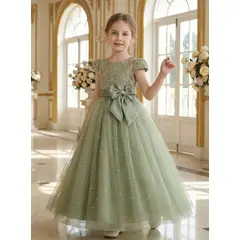 ARELYS - Vestido Niña Promoción Inicial Verde Olivo Talla 8