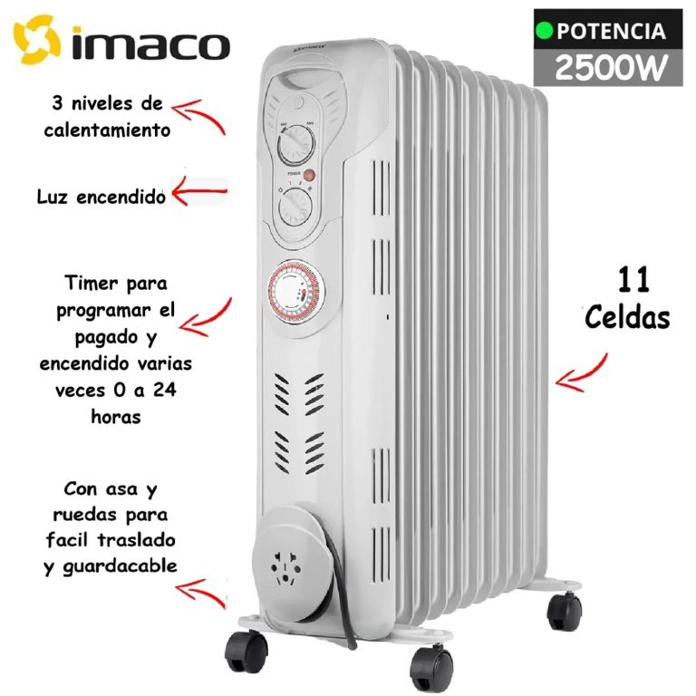 Estufa Termoradiador OFR11AO 11 Celdas, Ideal para Cocina y Calentamiento